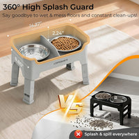 URPOWER Mess Proof Elevated Dog Bowls 4 Height Adjustable Raised Stand – Essentials for Dogs - Light Grey / Small - image 4