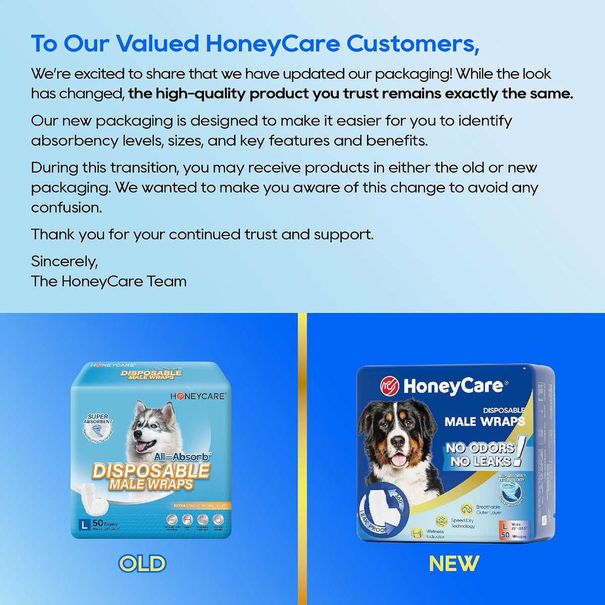 HONEY CARE All-Absorb A26 Male Dog Wrap - 1 / Large( 50 Count)( Pack of 1) - image 2