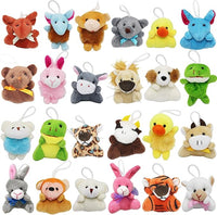 24 Packs Mini Plush Animals Toys, Animals Keychain Charms for Kids, Small Stuffed Animal Bulk for Kids, Easter Party Favors, Easter Basket Stuffers, Carnival Prizes, School Gifts