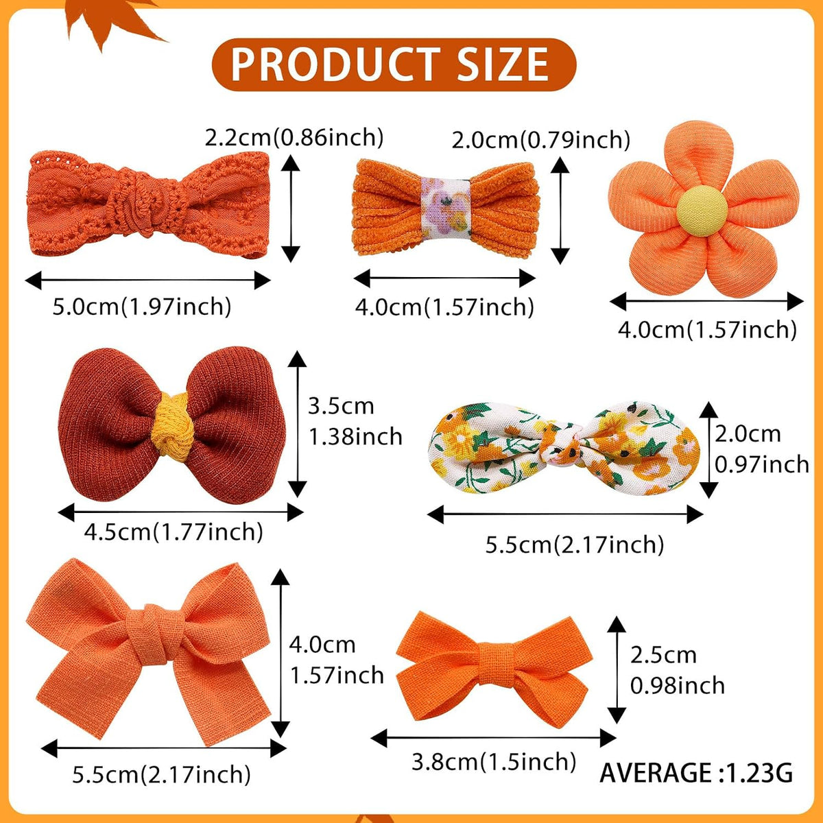 20Pcs Brown Dog Hair Bows with Rubber Bands for Small Medium Dogs – Essentials for Dogs - Orange-A326 - image 4