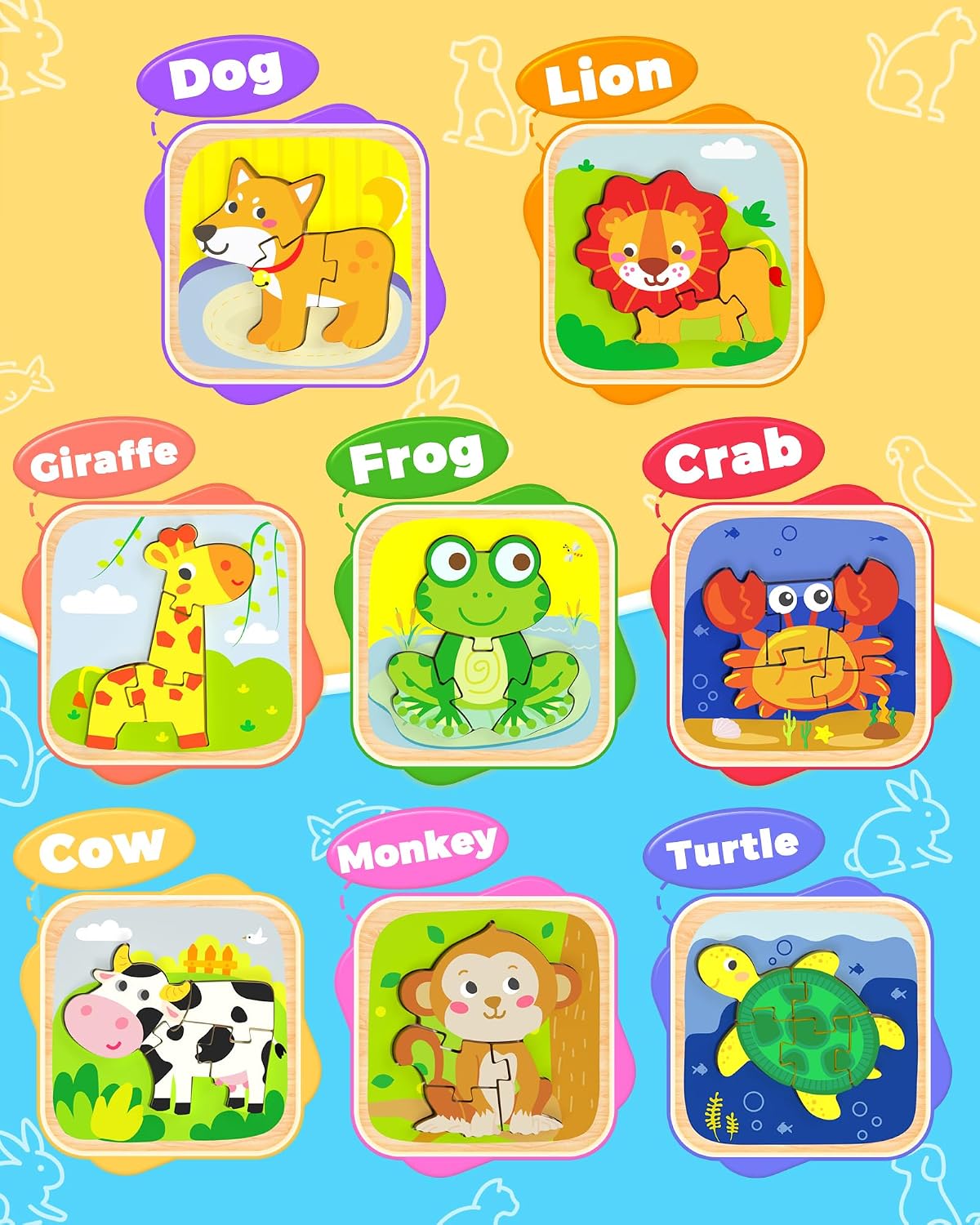 Benresive Wooden Toddler Puzzles - 8 PCS - image 2