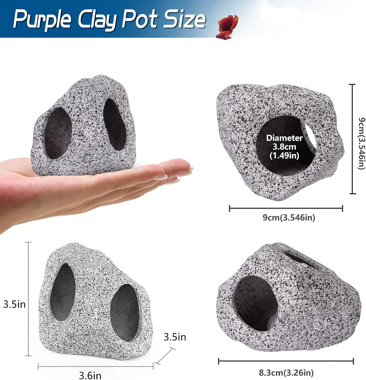 Ameliade Betta Fish Tank Rock Cave Decor Aquarium Accessories - Medium (1 Piece) - image 2