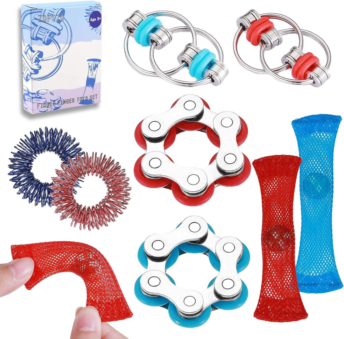 8Pcs Sensory Fidget Toys with Fidget Spinner - Red