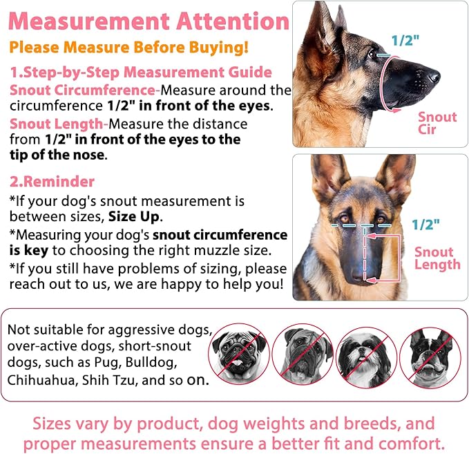 LUCKYPAW Dog Muzzle, Mesh Dog Muzzle for Large Medium Small Dogs, Soft Mouth Guard for Biting Chewing, Breathable Mouth Cover with Adjustable Strap for Training (Hot Pink, M(Snout:8.75"-9.5"))