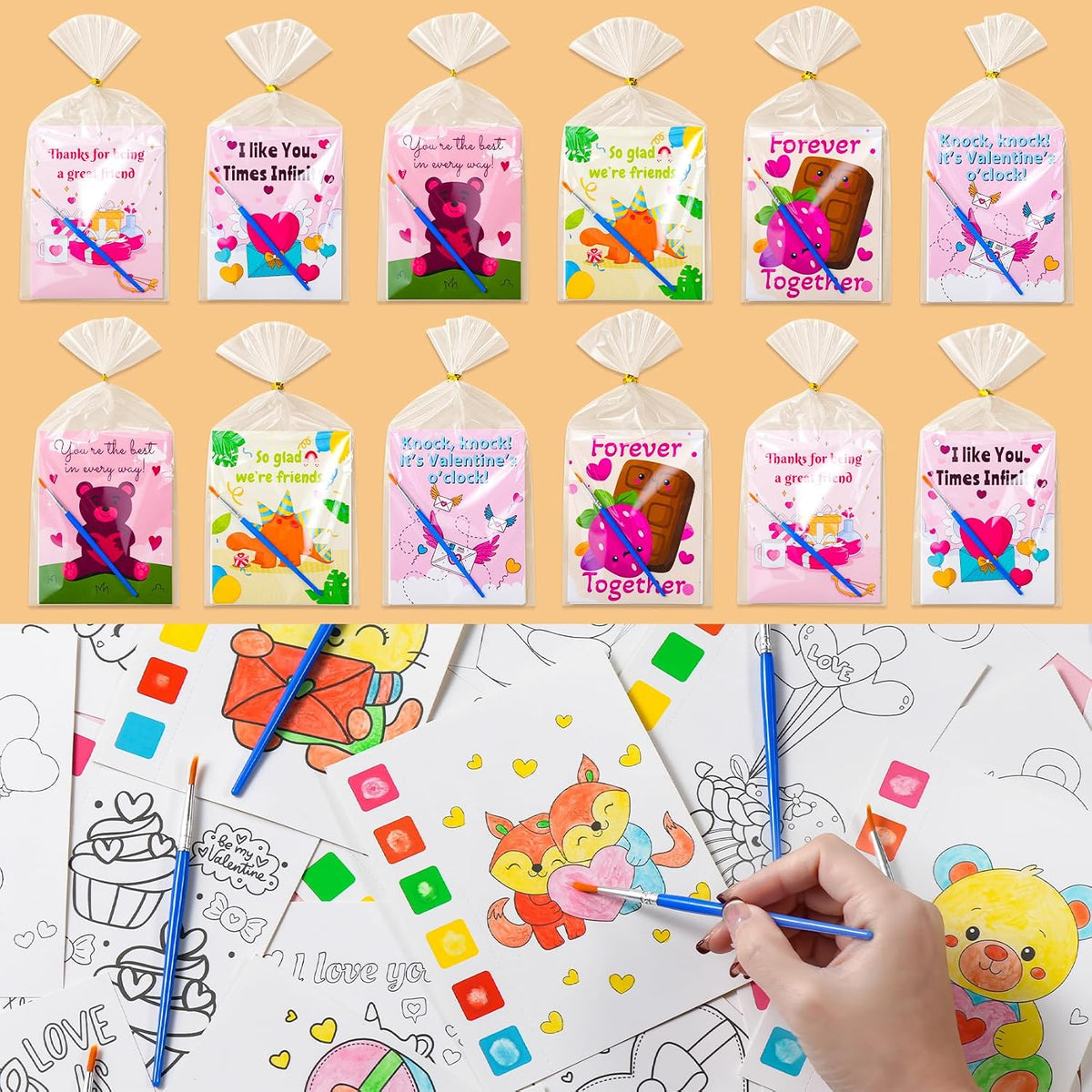 Cracoring 24 pack Halloween paint with water party favors with treat bags and brushes