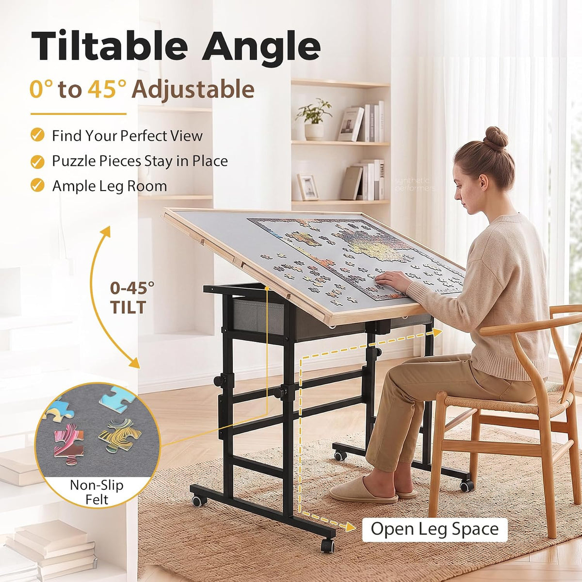 BuilderButler Puzzle Table 1500 Pieces with Wheels - Wooden Frame / X-Large - image 3