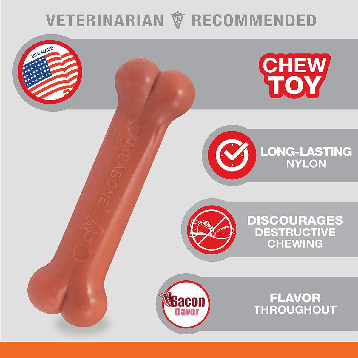 Nylabone Power Chew Original Bone Dog Chew Toys - Bacon / Small - image 3