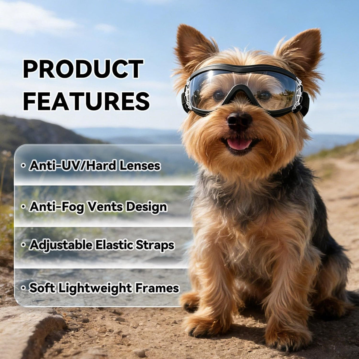 Medium Clear Dog Goggles Eye Protection - Cool Clear / Small - image 2