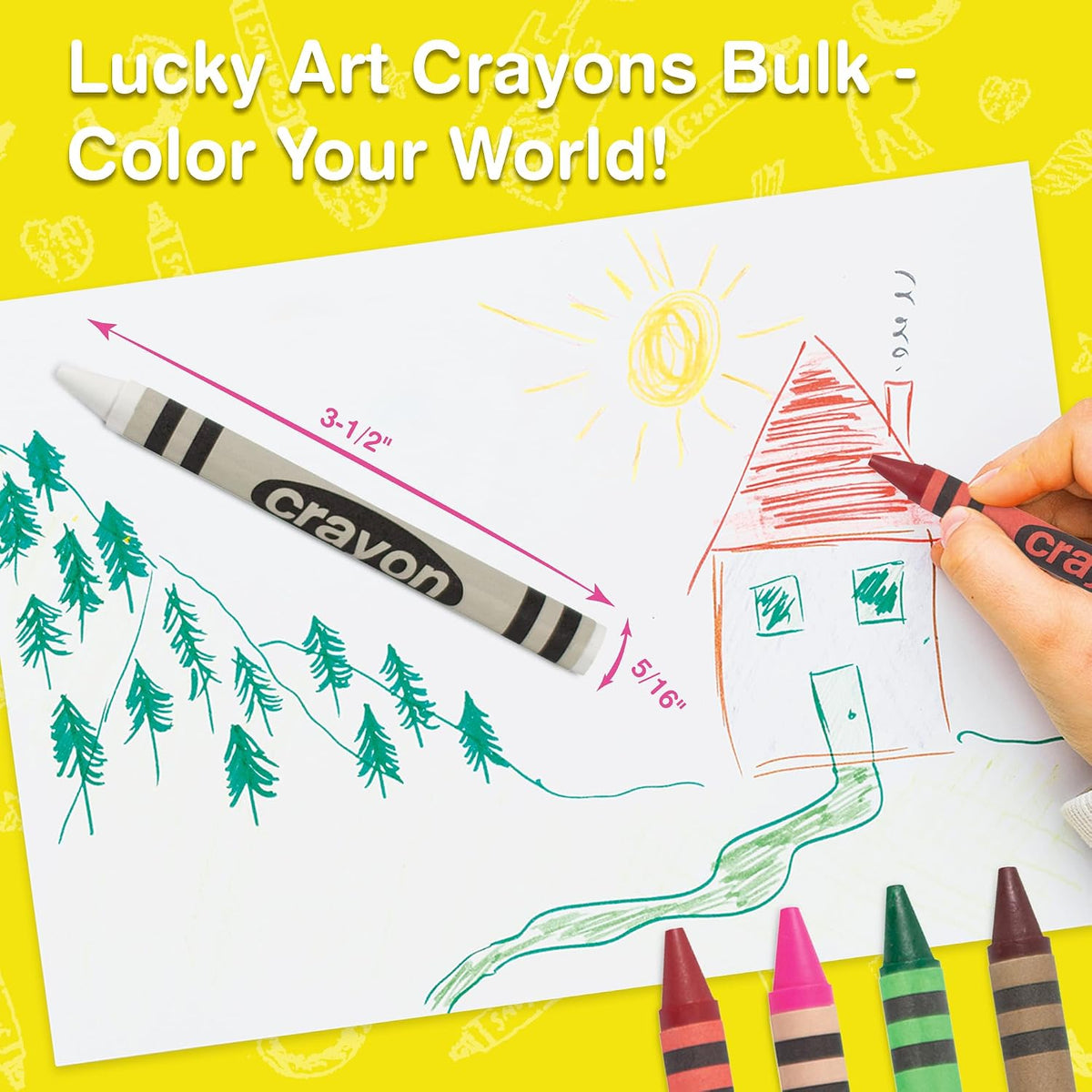 Lucky Art white crayons bulk refill pack, 80 regular size wrapped crayons - view 14
