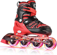 SULIFEEL Rainbow Unicorn Adjustable Kids Inline Skates for Girls Boys – Fun for Kids & Family - D Spider Red / Large - Youth