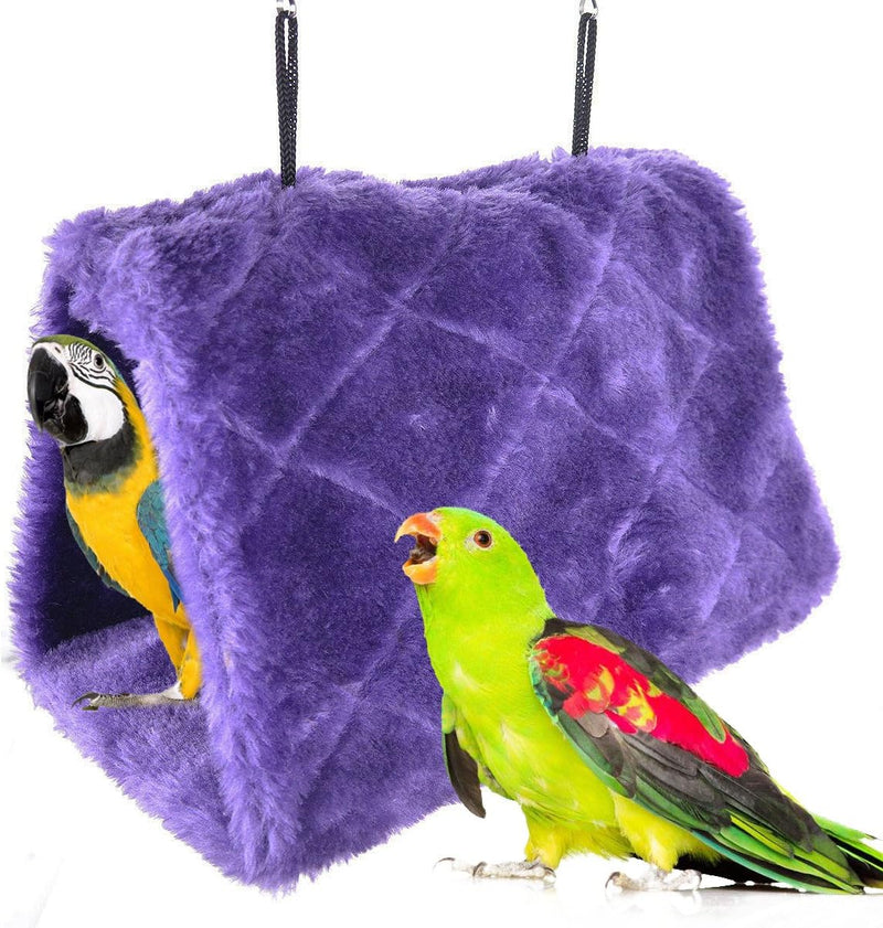 MOACC Winter Warm Bird Nest House Shed Hut Hanging Hammock Finch Cage - M / Purple