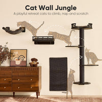 FUKUMARU Cat Wall Shelves, Beige - Black / 4-Pack Large - image 2
