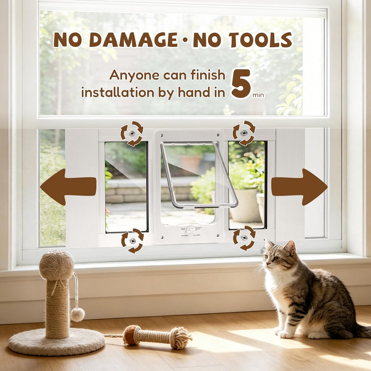 Full-Size Cat Door for Window, H: 15.3" - Fit 24"-28" Window / Full-size(H:15.3") - image 2