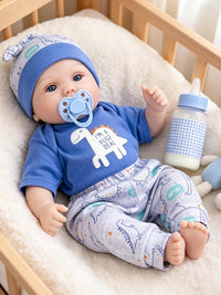 EKOKIZ blue reborn baby doll dress set with hairband and shoes for 17 to 20 inch dolls - view 2