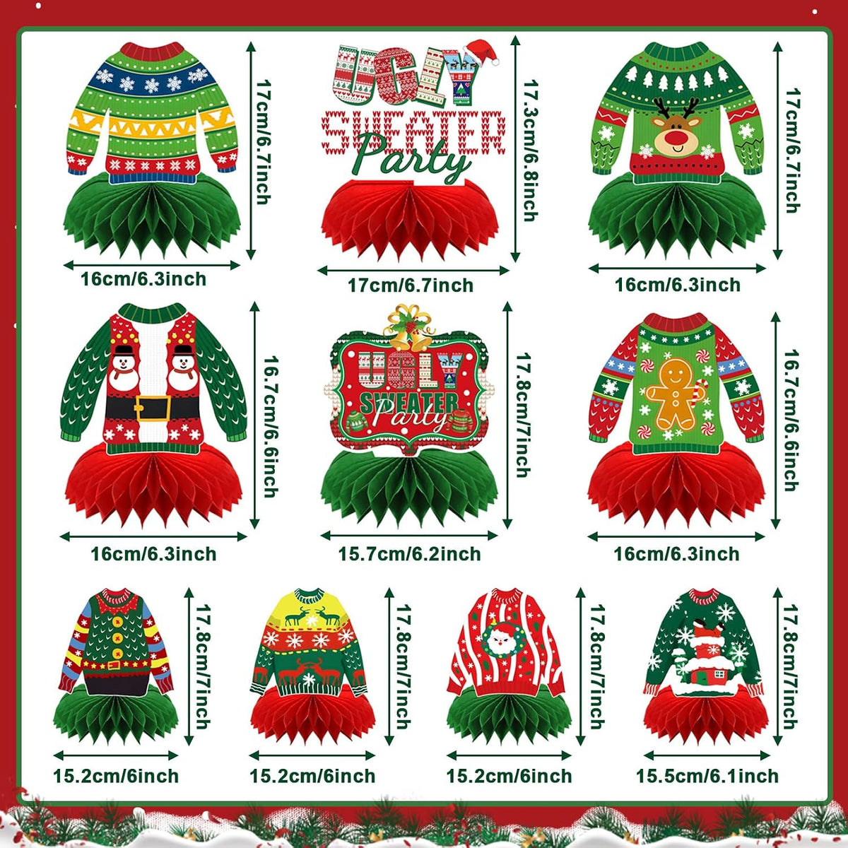 10 Pcs 80s Party Decorations, 1980s Table Honeycomb Centerpieces – Fun for Kids & Family - Ugly Sweater Style - image 2