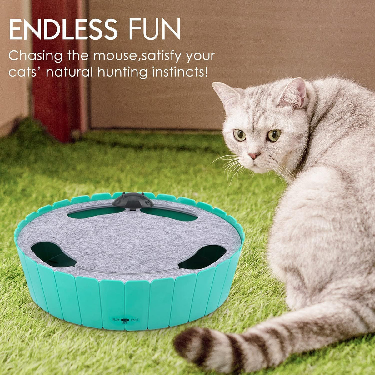 Pawaboo Interactive Cat Toy with Running Mouse - L-Lake Blue - image 3