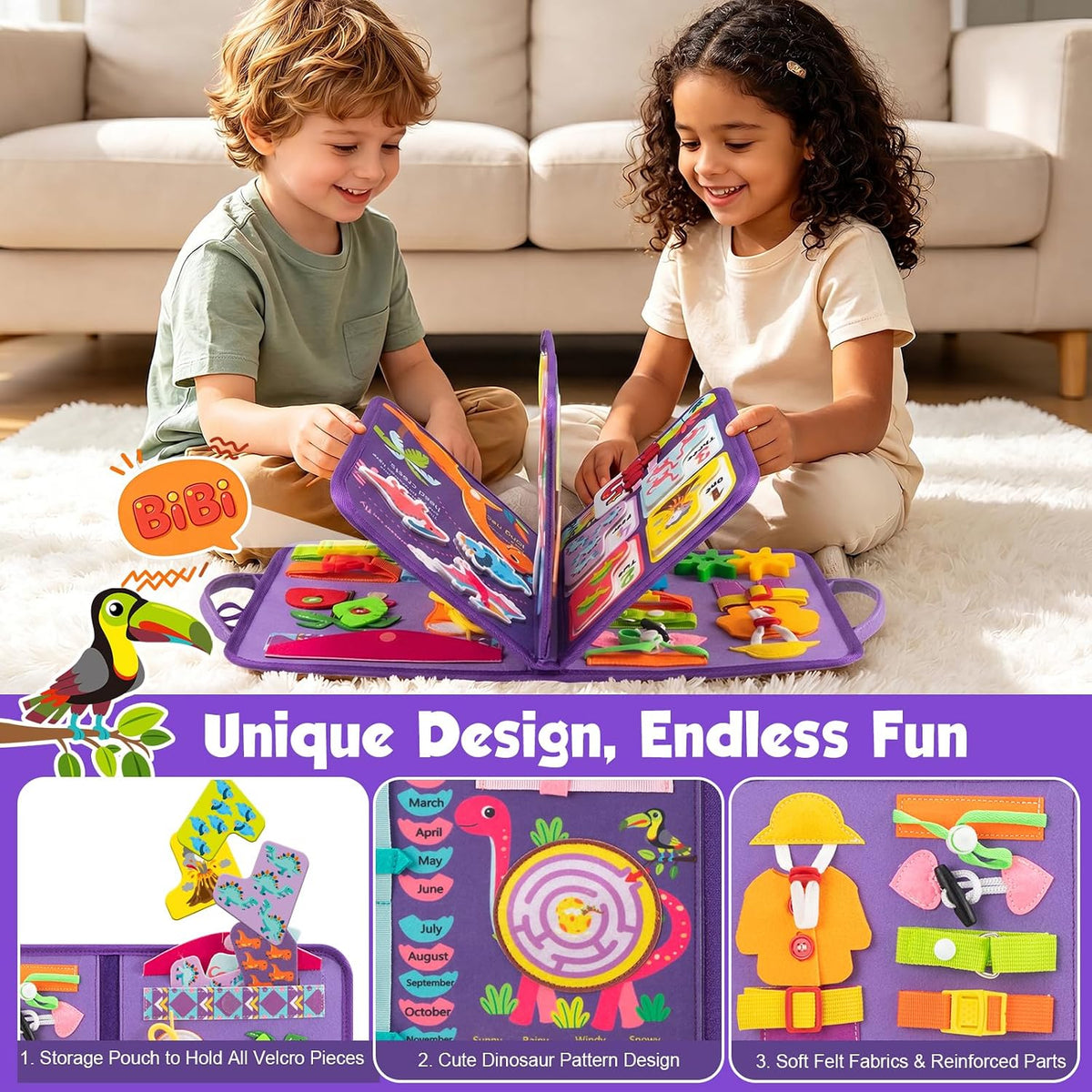 Winblo Toddler Busy Board - Light Purple - image 3