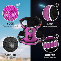 NESTROAD No Pull Dog Harness,Adjustable Oxford Dog Vest Harness with Leash,Reflective No-Choke Pet Harness with Easy Control Soft Handle for Large Dogs(X-Large,Fuchsia Pink)