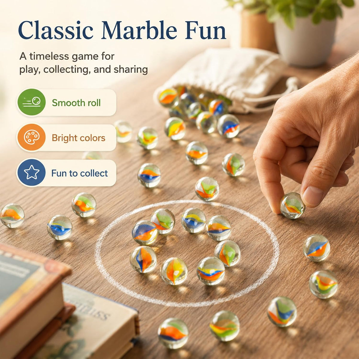 Sukh 78 Pcs Glass Marbles - 80 Pcs - Orange, Yellow, Blue, Green - image 4