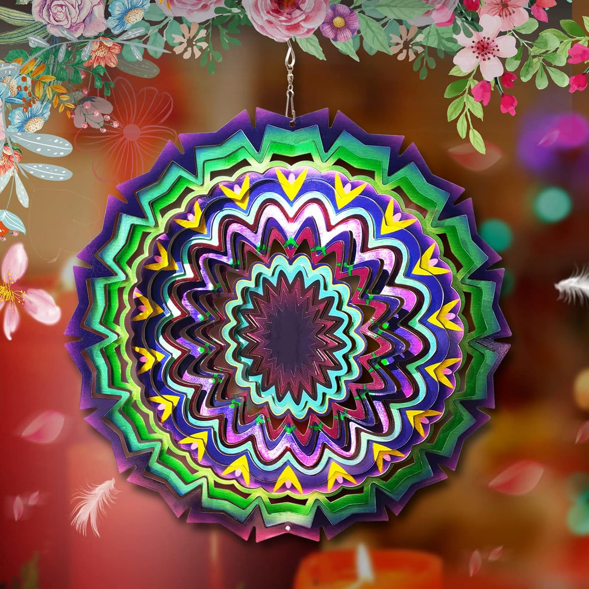 FONMY Wind Spinner Mandala Starry Sky 12 inch 3D Stainless Steel - 12inch / Mdl09