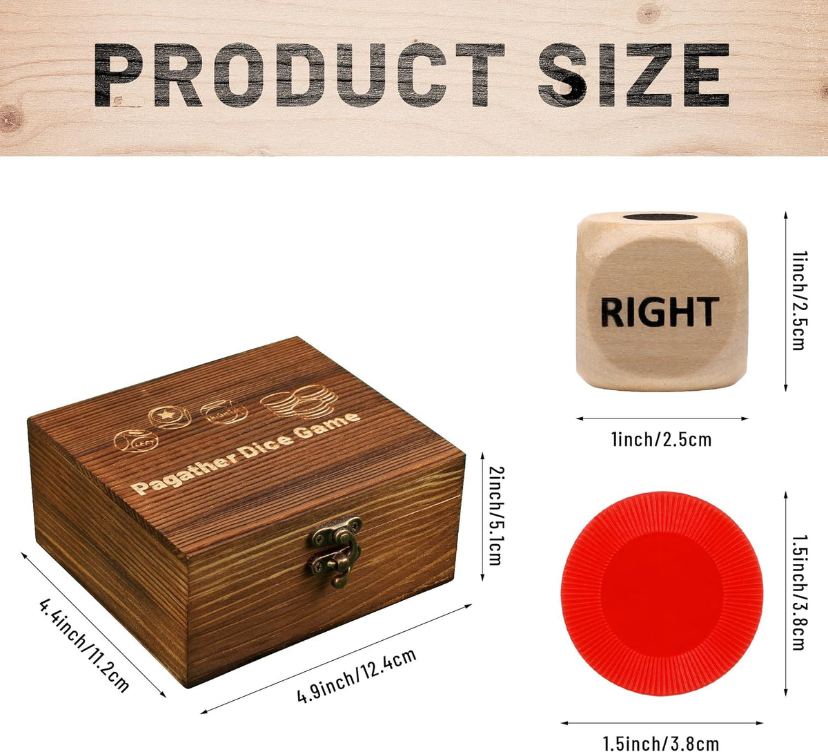Pagather Left Right Roll Dice Game Set - Brown - image 2