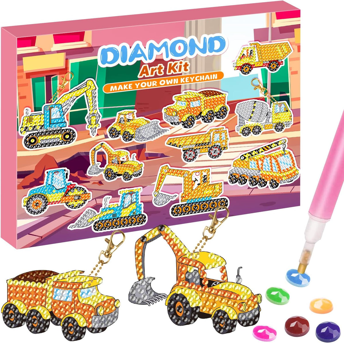 Labeol Diamond Art Kits for kids 5D Diamond Creat Your Own GEM - Engineering Vehicles
