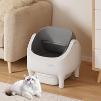 Greesum Automatic Self-Cleaning Litter Box for Cats - Open-Top Design, Easy Odor Control, Smart APP Control, 15L Large Waste Bin, Includes Trash Bags & Mat (Grey)