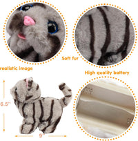 Easfan Walking Dog Toy for Kids Barking Interactive Puppy Stuffed - Grey Cat - image 4