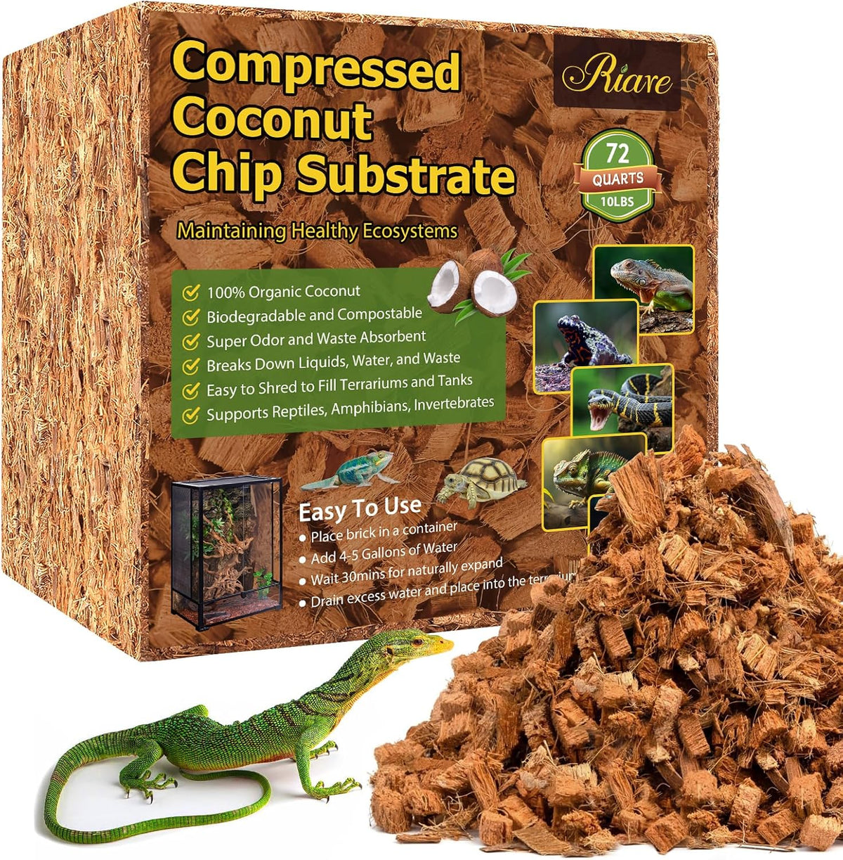 10LB Coconut Husk Chip for Reptiles - 1 Pack-10LB