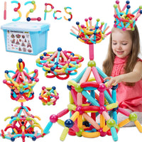 COUOMOXA Magnetic Building Blocks STEM for Toddlers: 74pcs Montessori - 132 PCS