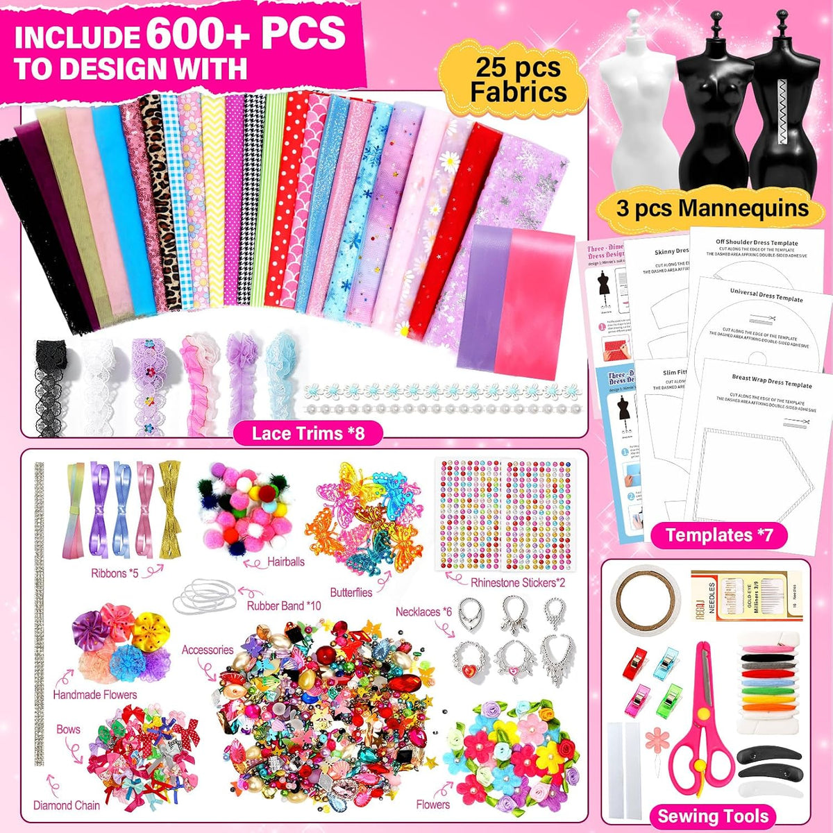 Axirata 1500+PCS Fashion Designer Kit for Girls with Fashion - 600+PCS Fashion Design Kit - image 2