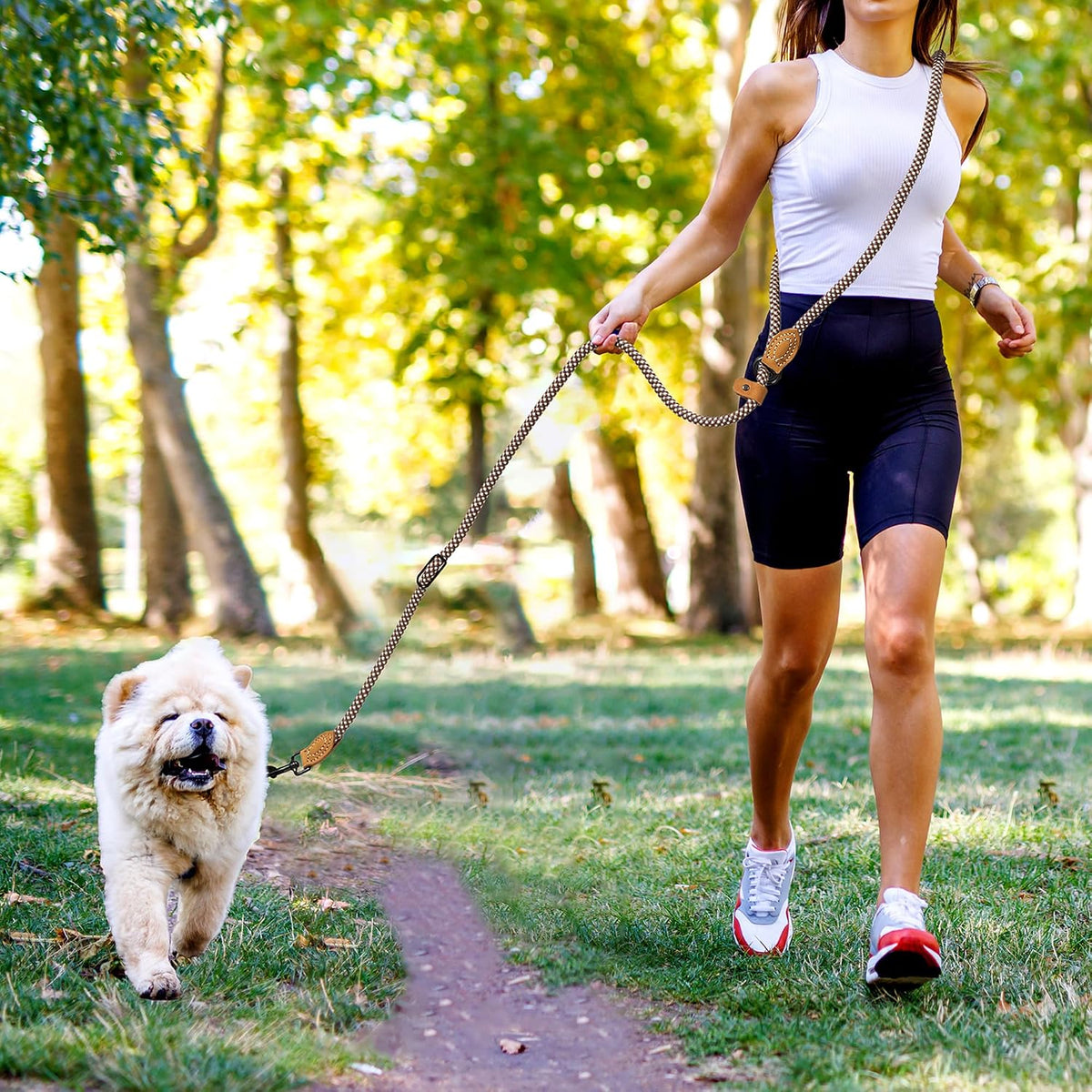 Mile High Life Hands Free Dog Leash - Brown Check / 8FT Hands Free - image 2