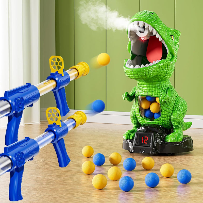 NIPLOOOW Dinosaur Shooting Toys for Kids 3-5 Years - 2 Pump Launchers