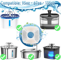 34 Pcs Cat Water Fountain Filters Replacement Compatible with VEKEN - 16 Filters+16 Sponges+2 Brushes - image 2