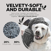 Soggy Doggy Super Shammy Dog Towel - Microfiber Chenille Towel for Drying Dogs and Cleaning Paws - Fast Drying with Hand Pockets for Ease (Gray, 31” x 14”)