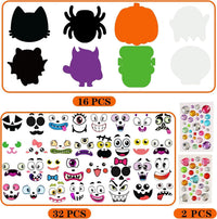 Halloween foam craft kit with pumpkin, cat, witch and ghost boards and stickers - view 3