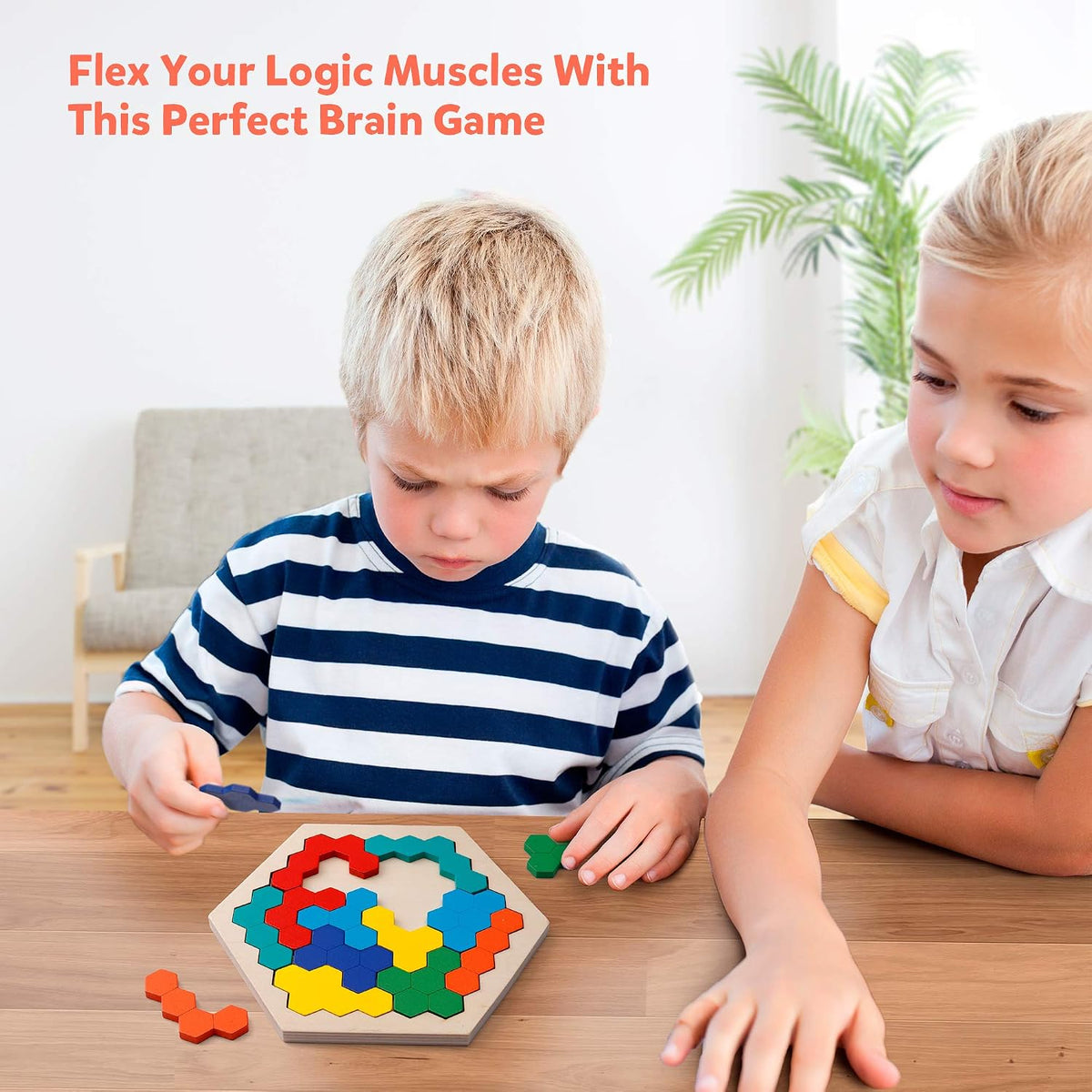 Coogam Wooden Hexagon Puzzle for Kid Adults - image 2