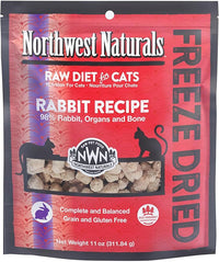 Northwest Naturals Freeze-Dried Rabbit Cat & Kitten Food – Bite-Sized Nibbles – Healthy, Limited, Human-Grade Ingredients, All-Natural, High-Protein Raw Diet – Complete & Balanced, Grain-Free – 11 oz