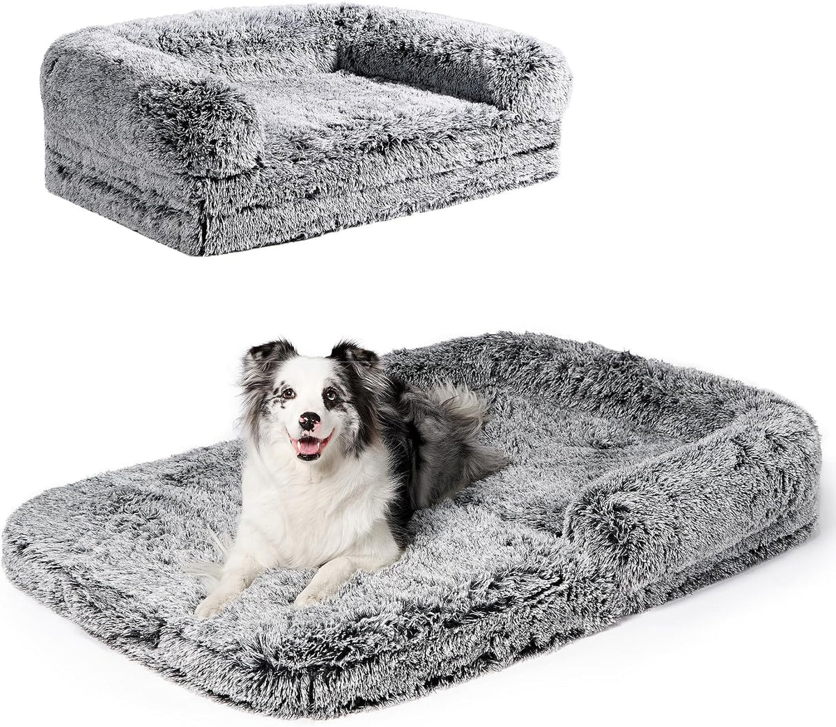 EHEYCIGA Orthopedic Foldable Human Dog Bed, 72x44x11 - 54x38x7.5(Folded 38x27) / Faded Black
