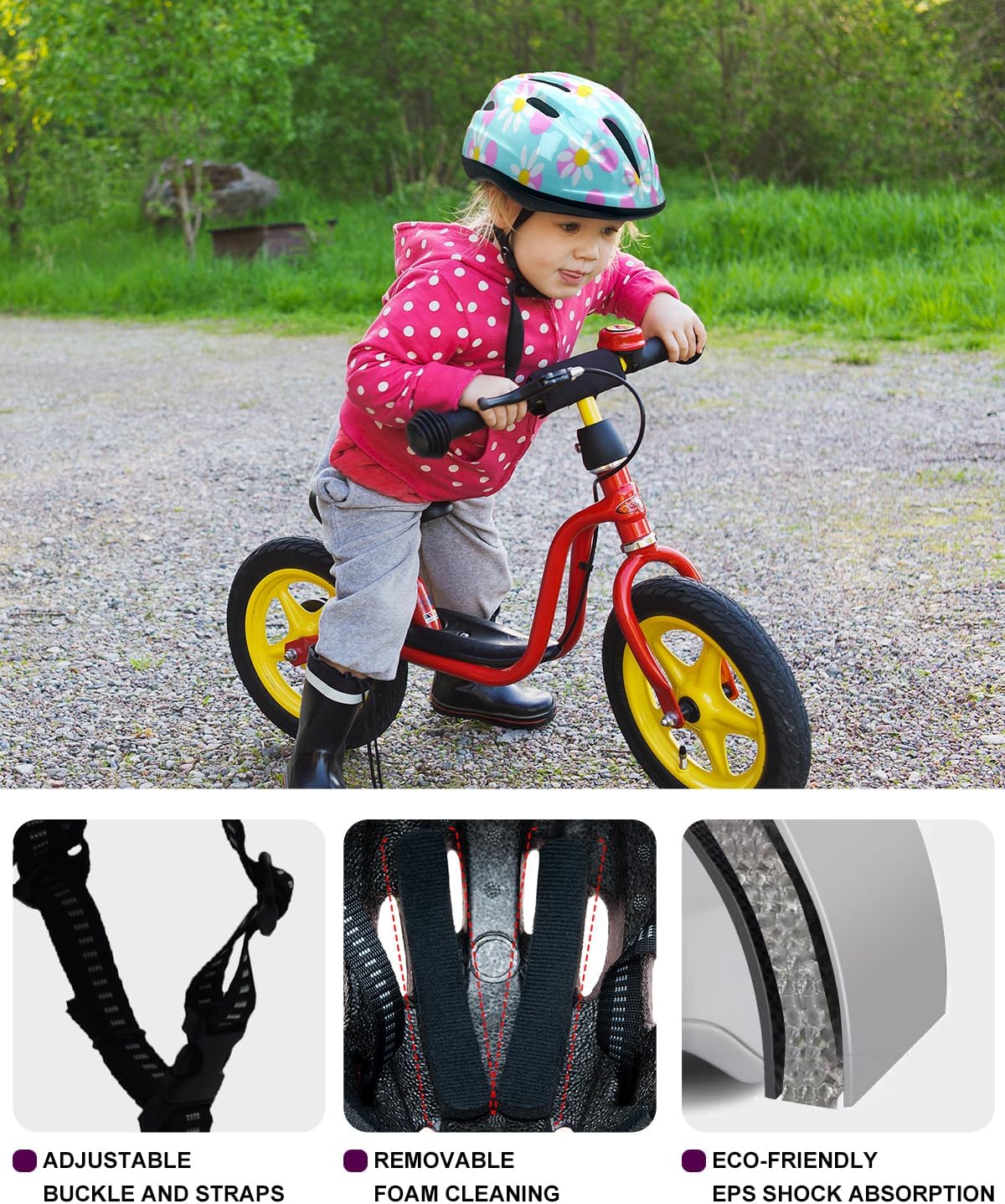 BeBeFun girls bike helmet in pink with 12 air vents and adjustable fit knob, ages 3 to 10 - view 19