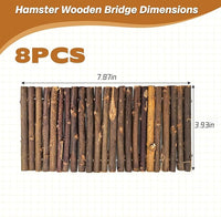PINVNBY 8 PCS Hamster Wooden Ladder Bridge Tunnel Hide, Hamster Cage Accessories for Chinchillas Guinea Pigs Mouse Rat Ferre, Rodents Natural Hideout for Small Animals