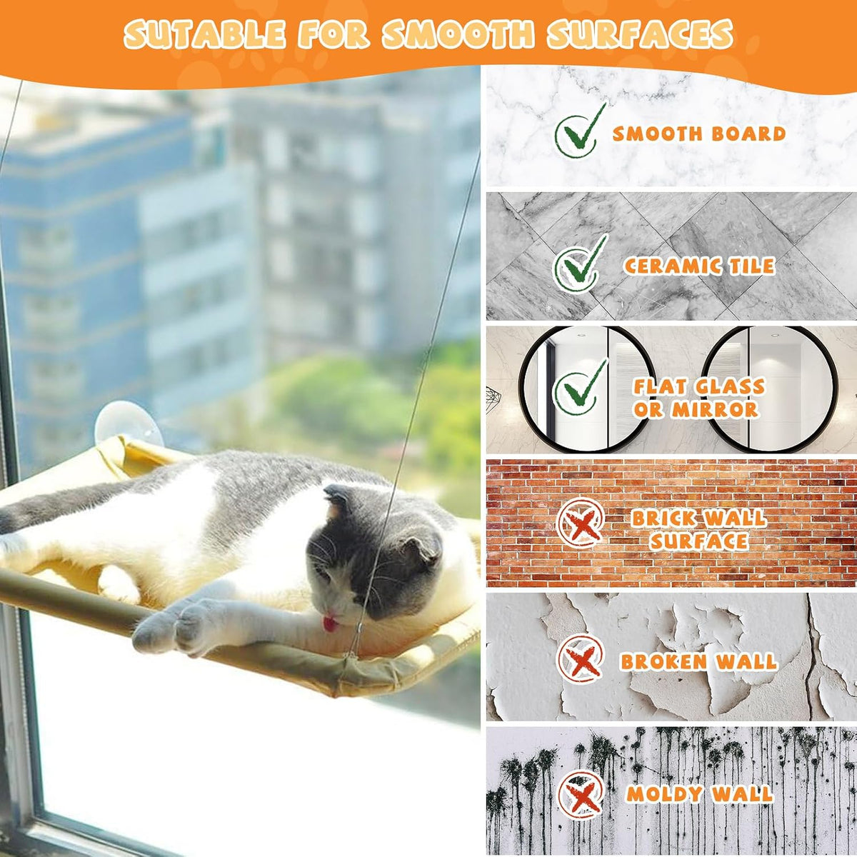 4 Pieces Cat Window Perch Suction Cup Powerful Window Bed Seat - 8 - image 4