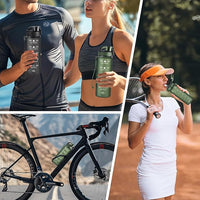 Enerbone Water Bottle, Leakproof BPA & Toxic Free, Motivational Water Bottle with Times to Drink and Straw, Fitness Sports Water Bottle with Strap for Office, Gym, Outdoor Sports