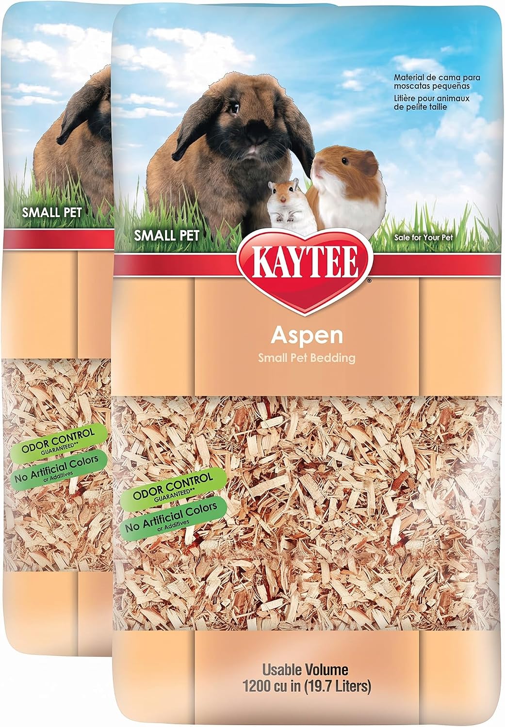 Kaytee Aspen Bedding for Small Animals - 19.7 Liter (Pack of 2) / Tan