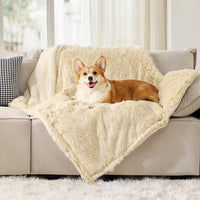 Bedsure Waterproof Dog Blankets for Large Dogs, Fluffy Faux Fur - Cream / M(30x40")