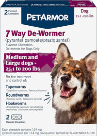 PetArmor 7 Way De-Wormer for Dogs, Oral Treatment for Tapeworm, Roundworm & Hookworm in Large Dogs & Puppies (Over 25 lbs), Worm Remover (Praziquantel & Pyrantel Pamoate), 2 Flavored Chewables