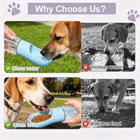 Portable Dog Water Bottle with Food Container - Sky Blue / 12oz - image 3