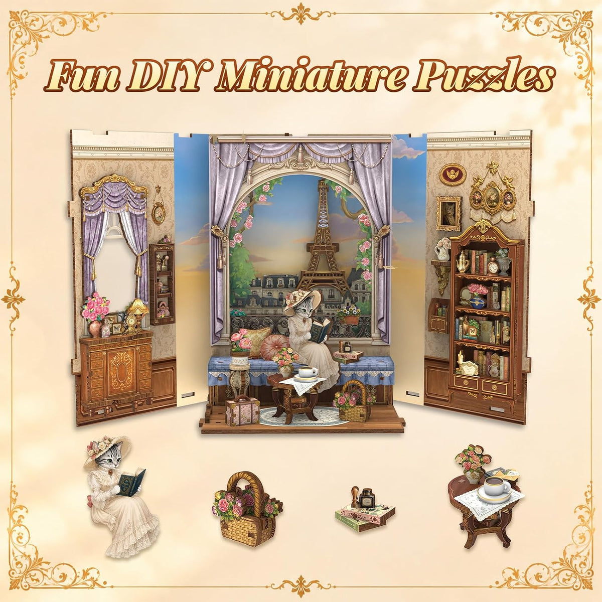 Fsolis Book Nook Kit Booknook Bookshop - Madeleine’s Parisian Salon - image 4