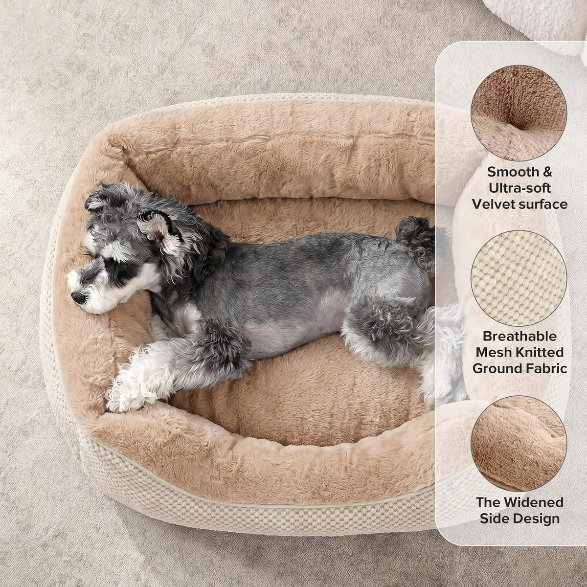 Medium Dog Beds for Medium Dogs Washable - M (30"x24"x9") / Beige - image 2