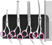 Dog Grooming Scissors with Safety Round Tips Stainless Steel – Essentials for Dogs - Pink